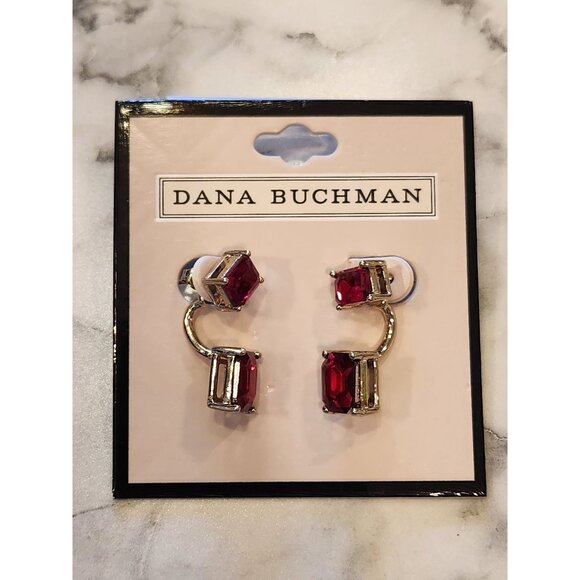 Dana Buchman Red & Gold-Tone Double Gemstone Drop Earrings - Picture 1 of 6